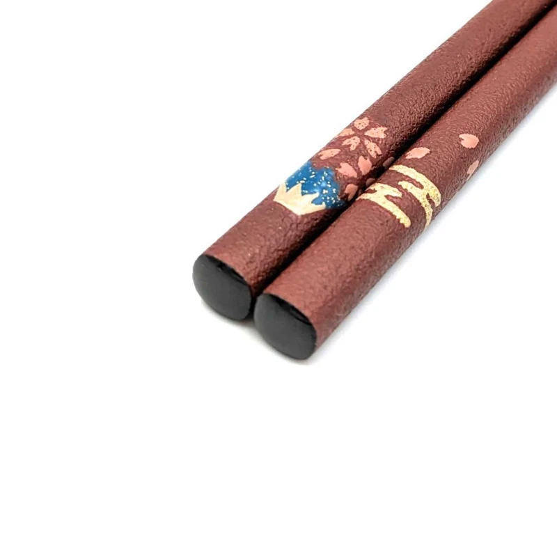 輪島塗乾漆蒔絵箸　富士山に桜(中) 2枚目