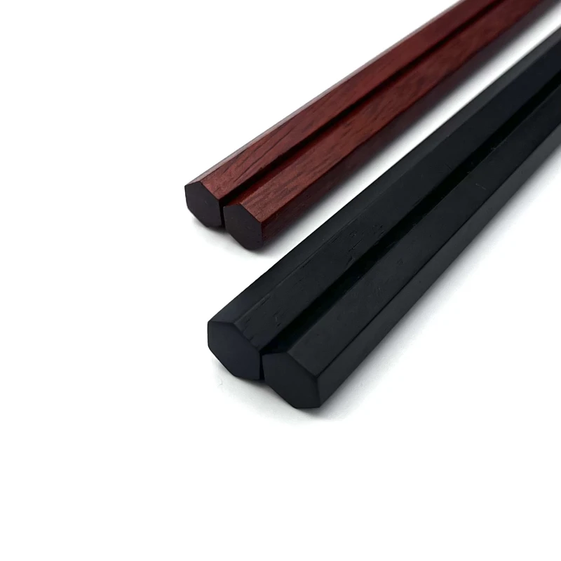 【送料無料】縞黒檀　サティーネ　六角　夫婦箸セット【桐箱入】 2枚目