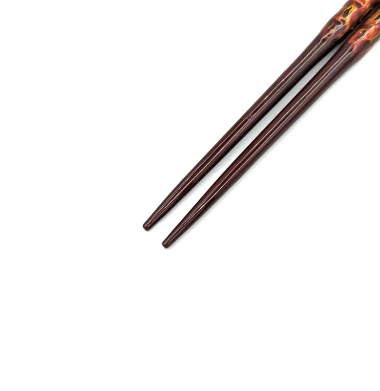 籃胎漆器箸　本金粉入り　茶 1枚目