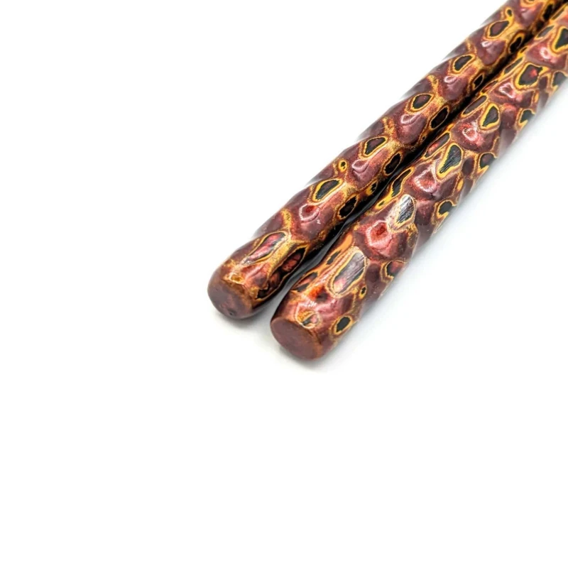 籃胎漆器箸　本金粉入り　茶 2枚目