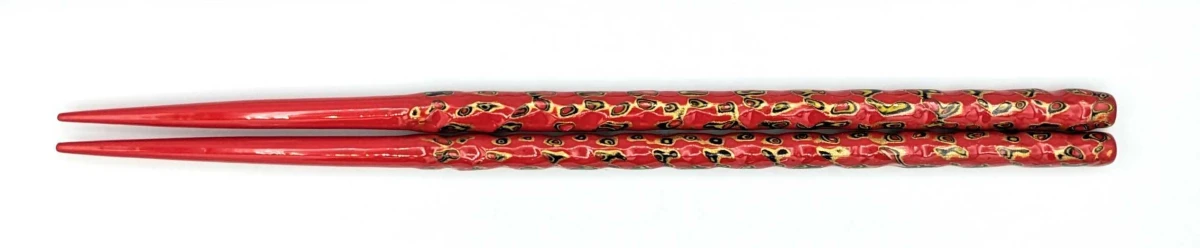 籃胎漆器箸　本金粉入り　赤