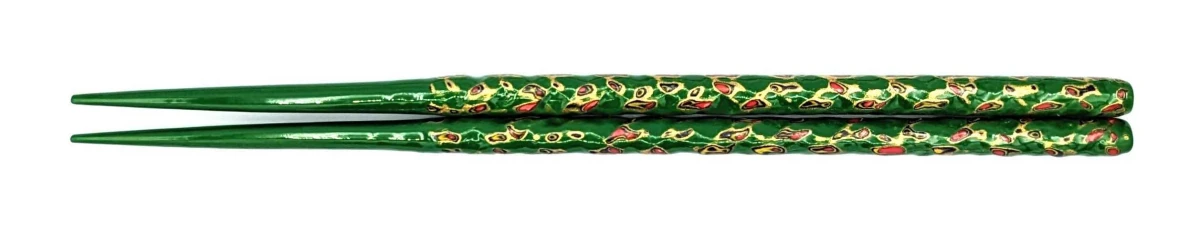 籃胎漆器箸　本金粉入り　緑