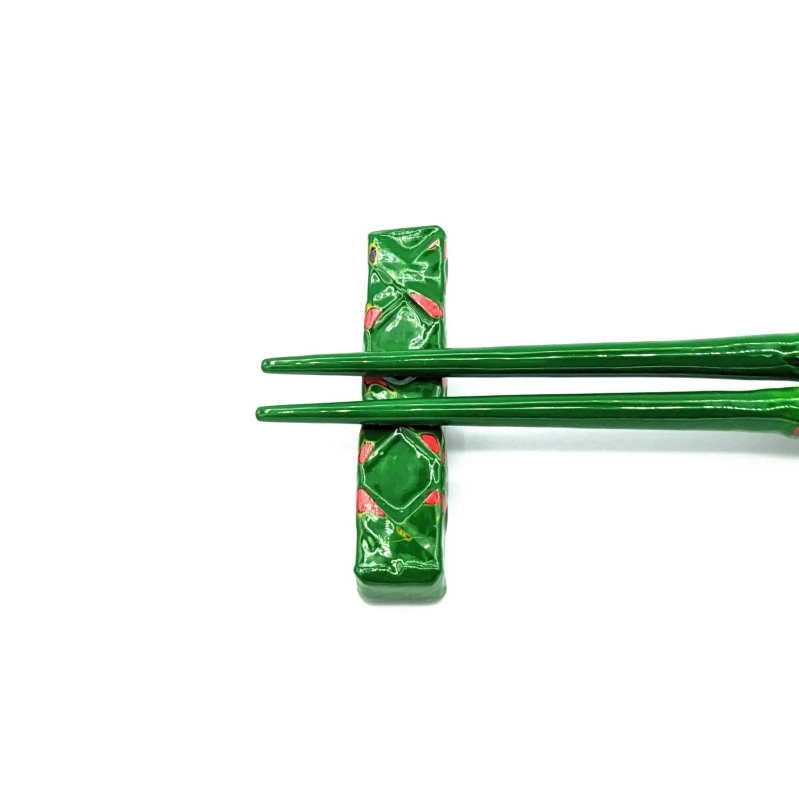 籃胎漆器 箸置 緑 2枚目