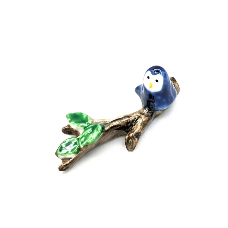 京焼　箸置　五色ふくろう　青