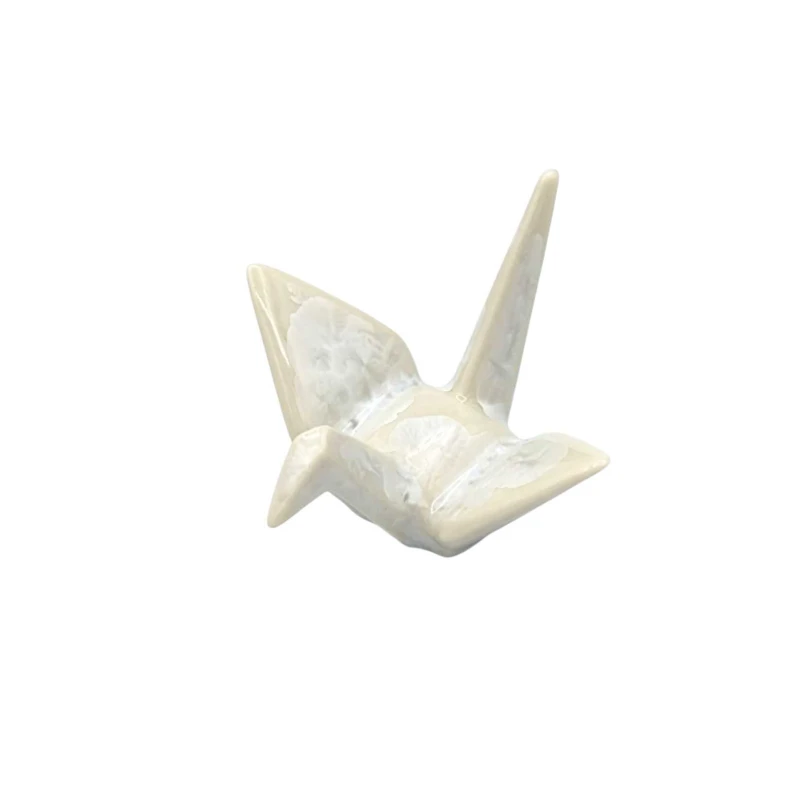 京焼 箸置 花結晶折鶴 白