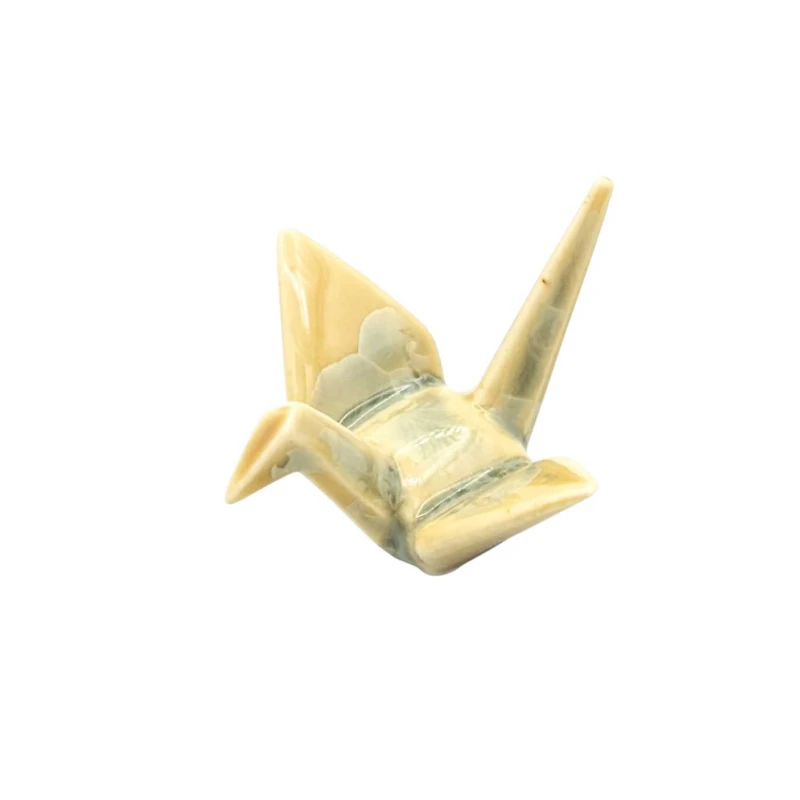 京焼 箸置 花結晶折鶴 黄