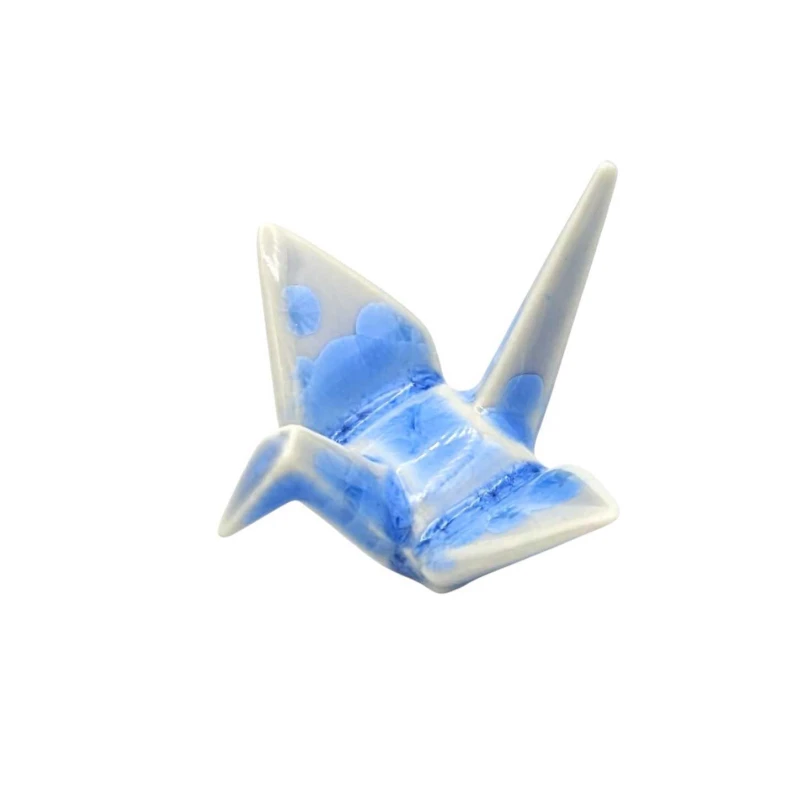京焼 箸置 花結晶折鶴 青