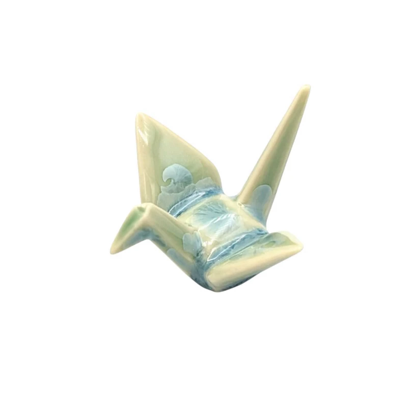 京焼 箸置 花結晶折鶴 緑