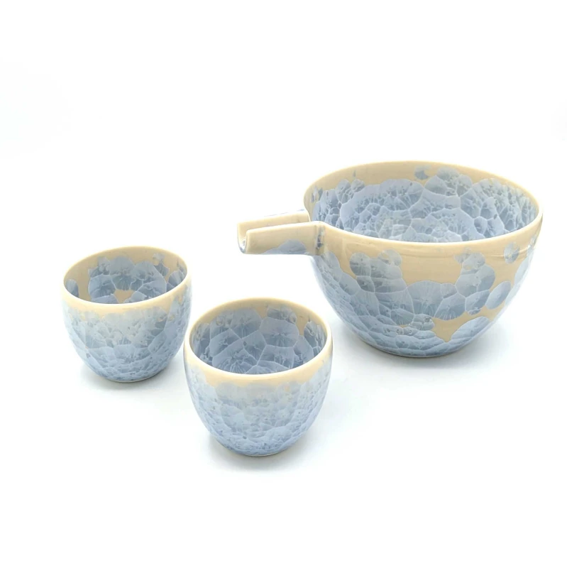 片口酒器　花結晶　銀藤