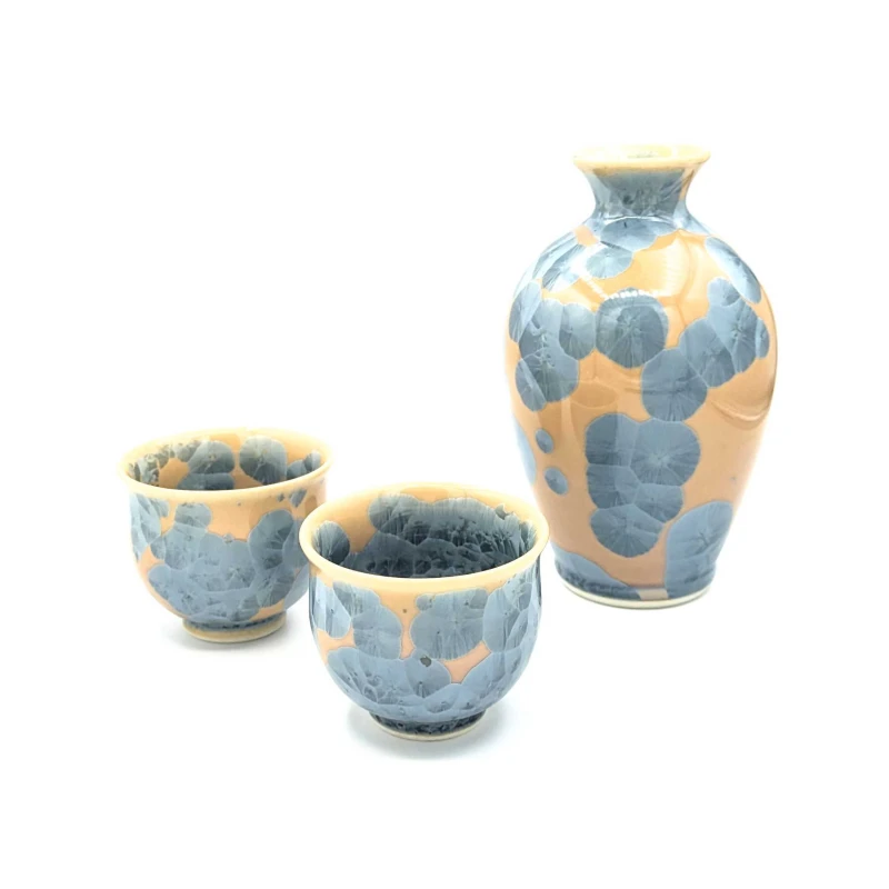 お預け酒器　花結晶　灰青