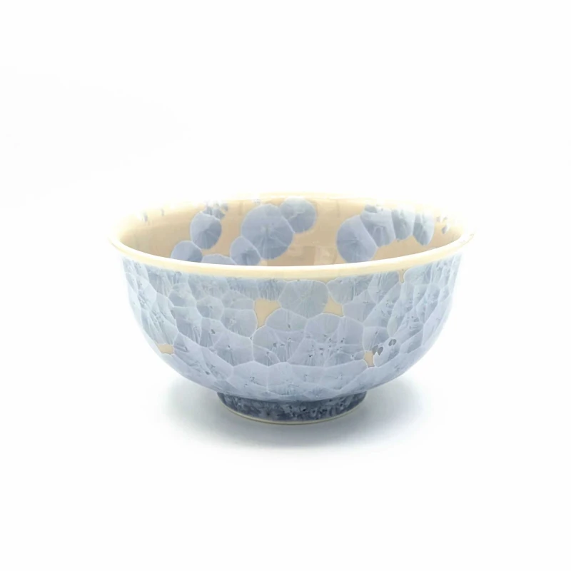京焼　飯碗　花結晶　銀花