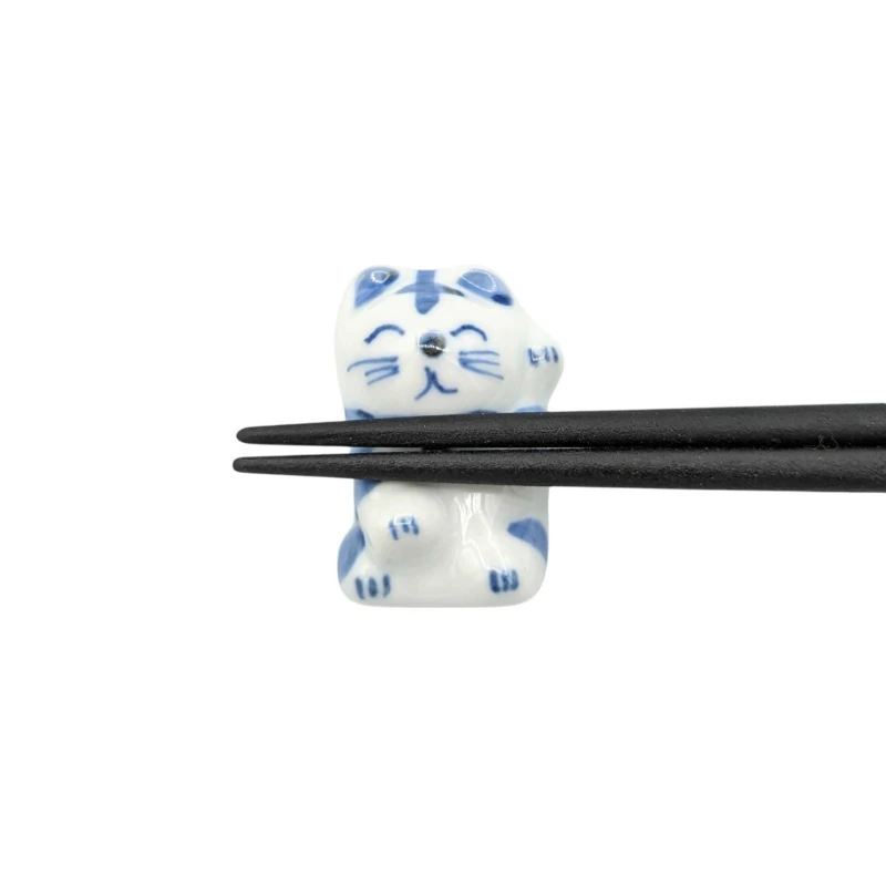 波佐見焼箸置 招き猫 呉須 2枚目