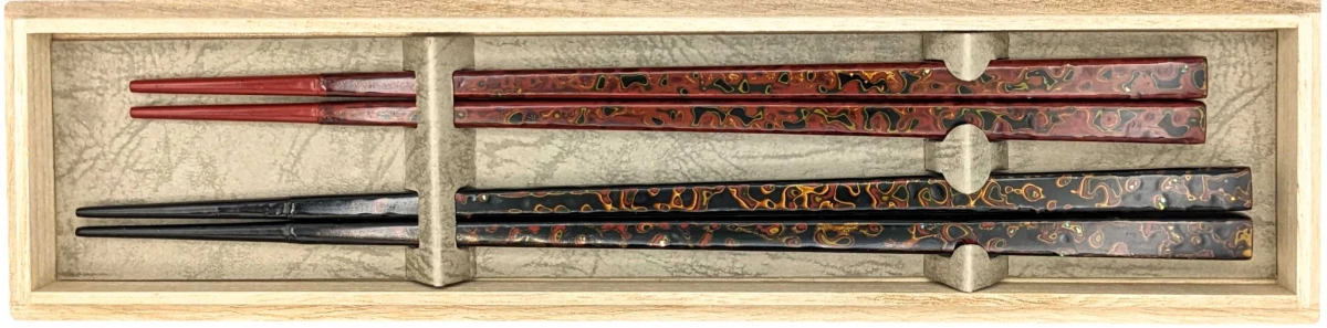 【送料無料】木曽塗箸　総堆朱　夫婦箸セット【桐箱入】