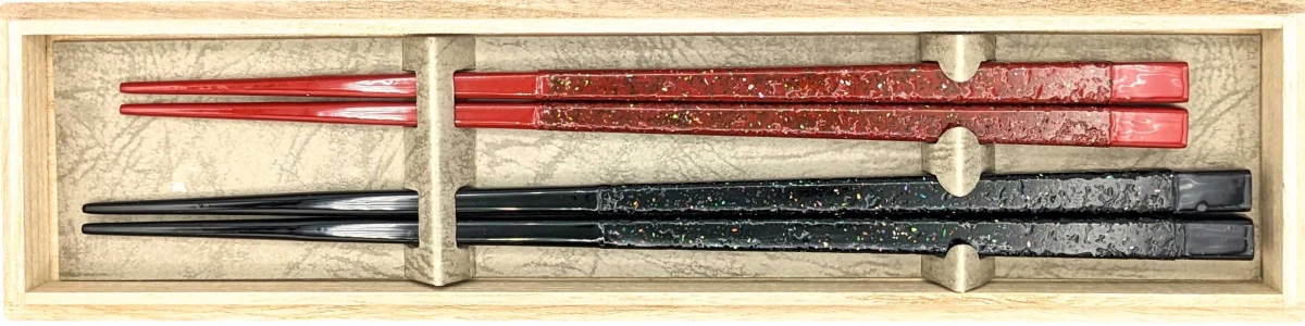 【送料無料】木曽塗箸　青貝帯　夫婦箸セット【桐箱入】