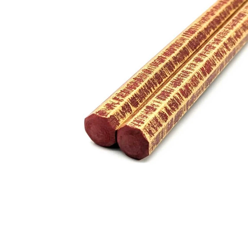 越前漆器　食洗対応　八角先角　朱スリ金絣 2枚目