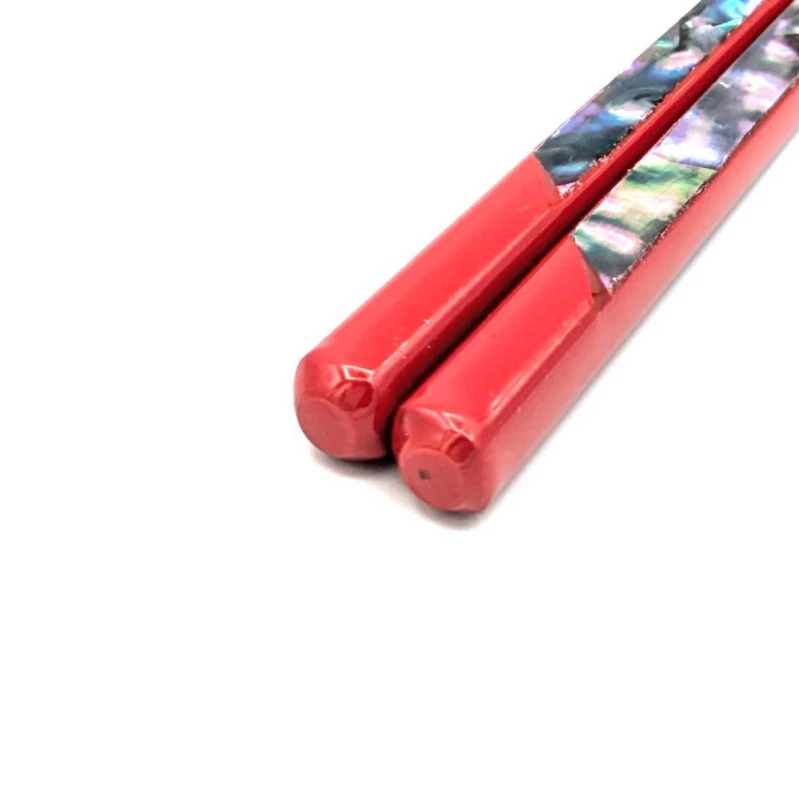 食洗機対応　若狭塗箸　螺鈿　光明　赤(中) 2枚目