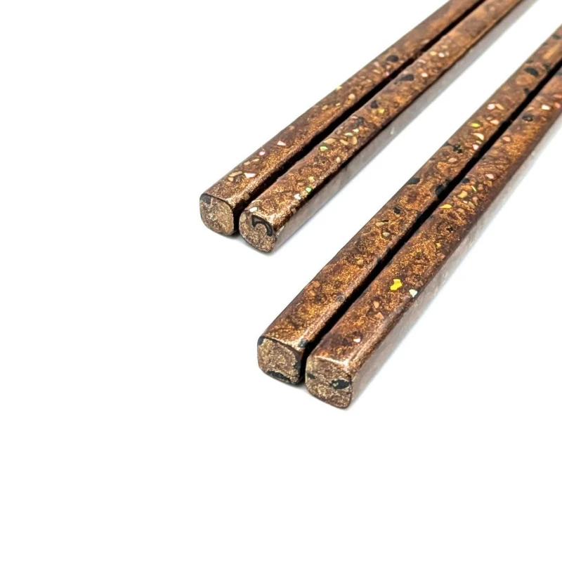 【送料無料】津軽塗箸　梨地ゴールド　夫婦箸セット【桐箱入】 2枚目