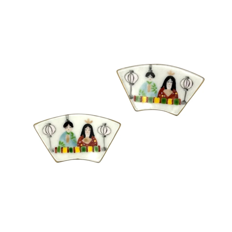 京焼　ペア箸置　おひな様雪洞地紙