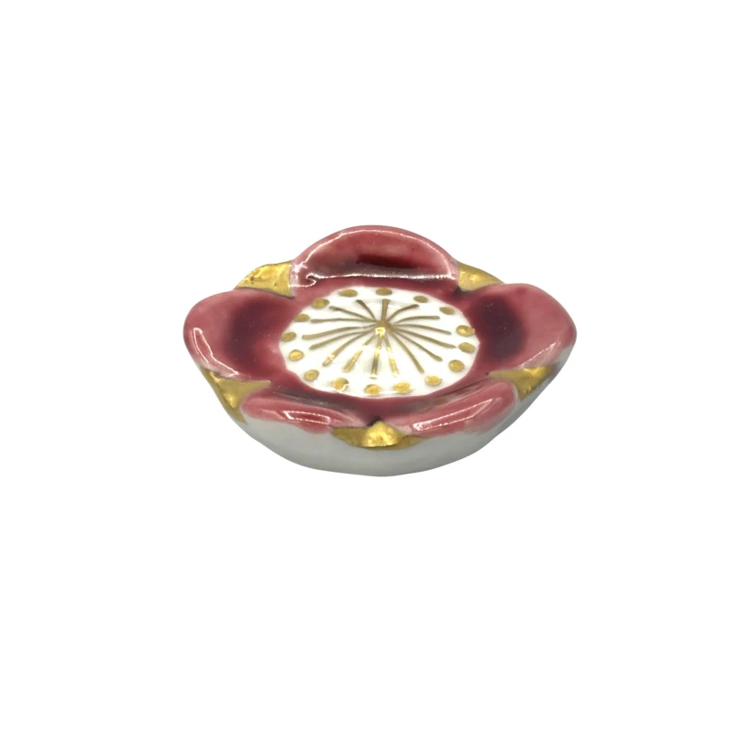 京焼　箸置　ピンク梅 2枚目