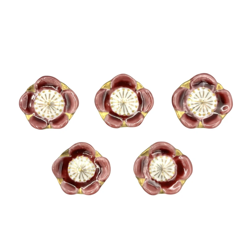 京焼　箸置　ピンク梅　5個セット