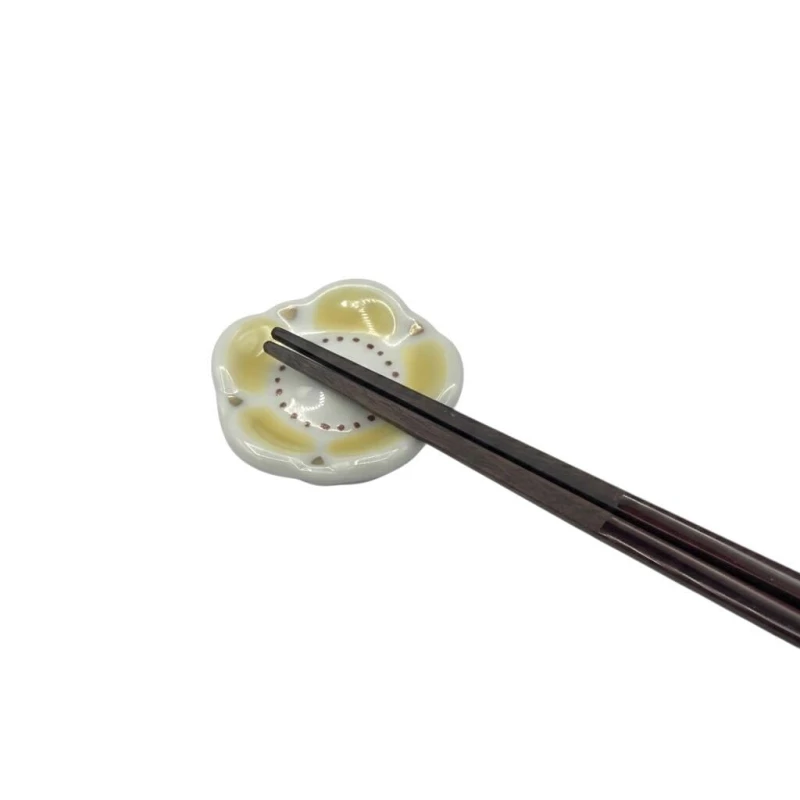京焼　箸置　五色梅（黄） 2枚目