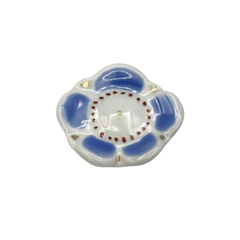 京焼　箸置　五色梅（青）