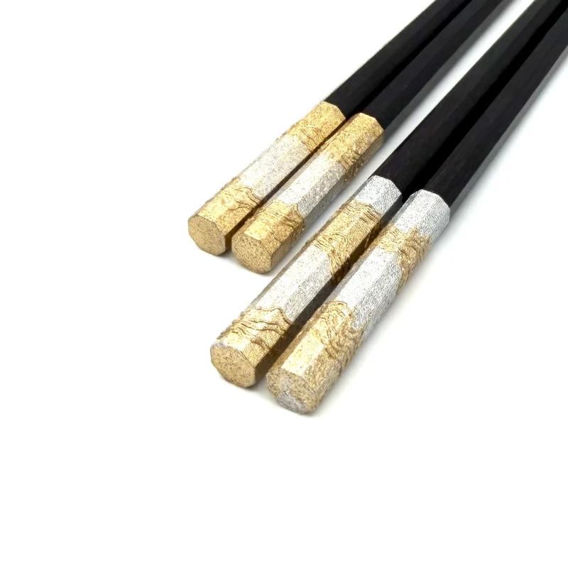 【送料無料】八角金銀筒描き　夫婦箸セット【桐箱入】 2枚目