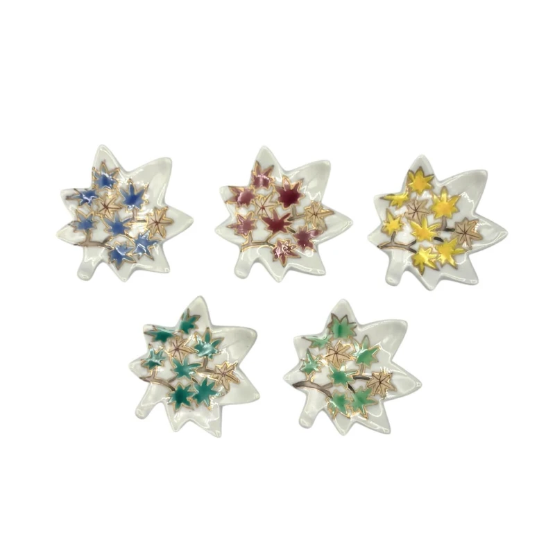 京焼　箸置　五色金彩紅葉　5個セット