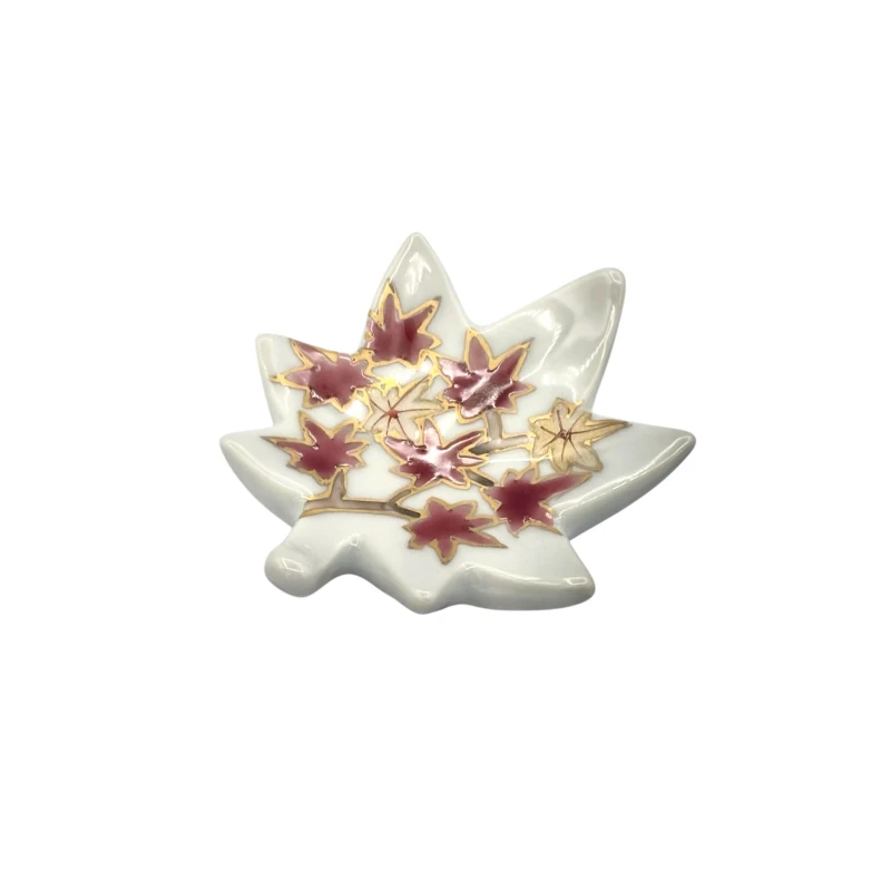 京焼　箸置　五色金彩紅葉　赤