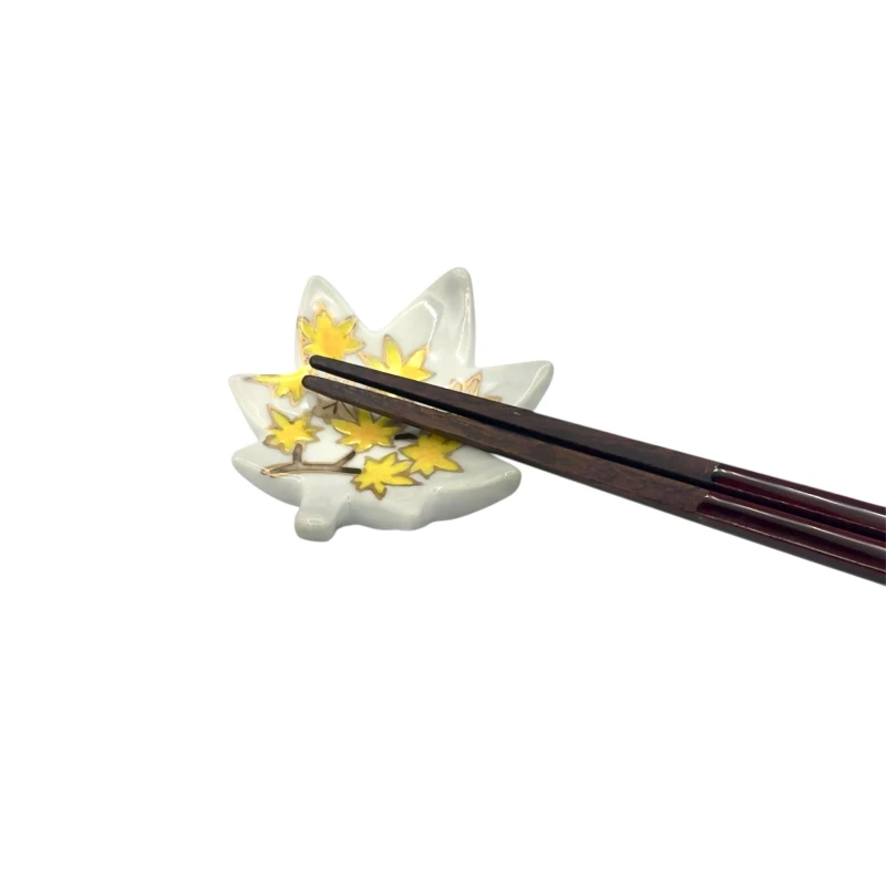 京焼　箸置　五色金彩紅葉　黄 2枚目