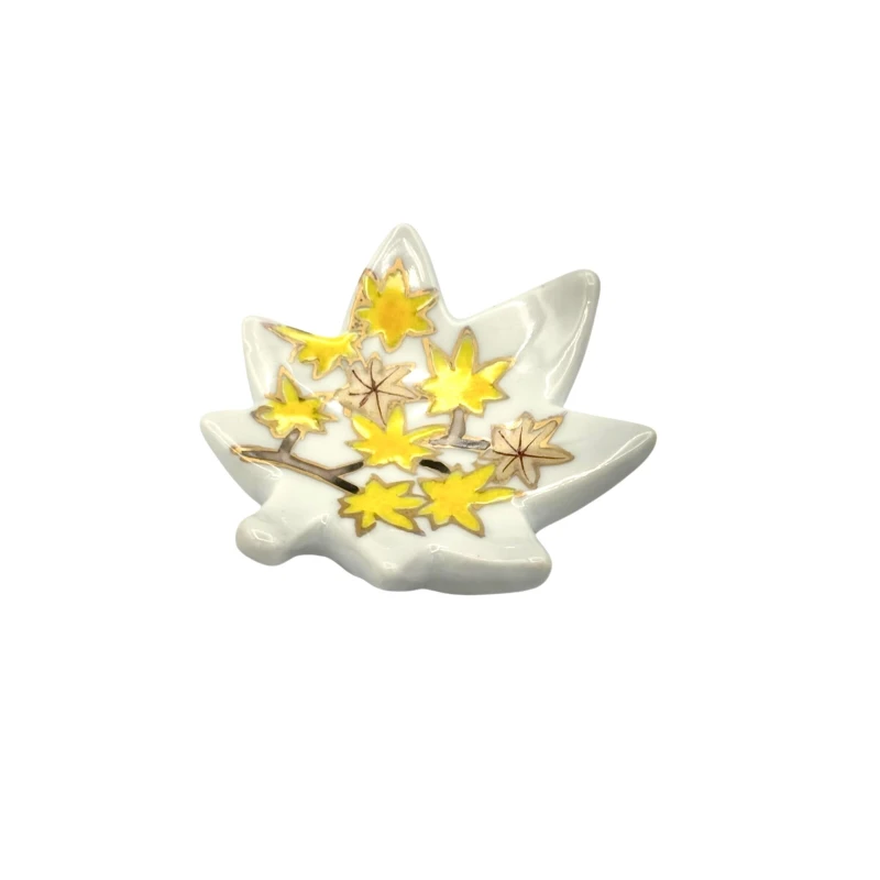 京焼　箸置　五色金彩紅葉　黄