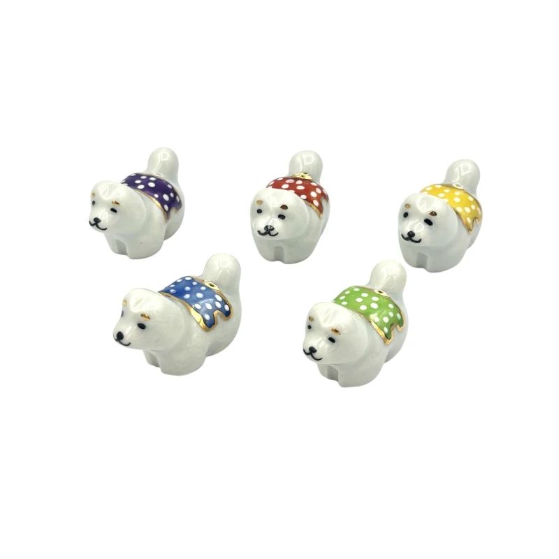 京焼　箸置　五色梅仔犬　5個セット 1枚目