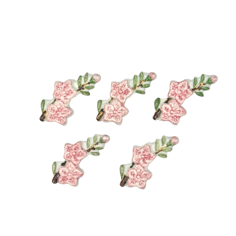 京焼　箸置　桃の花　5個セット 1枚目