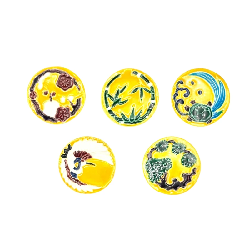 京焼 箸置 黄交趾ことぶき 5個セット