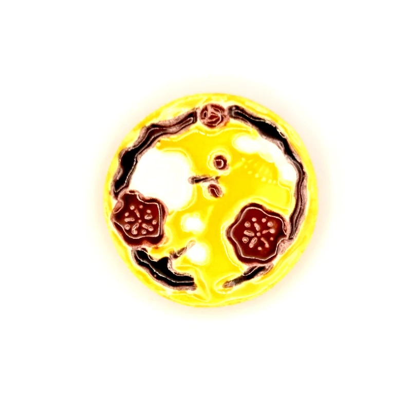 京焼　箸置　黄交趾ことぶき　梅