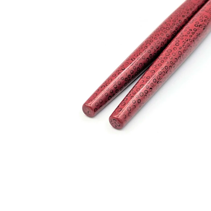 津軽塗利休箸　先乾漆　七々子塗　赤（大） 2枚目