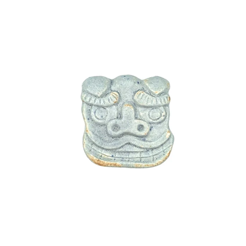 信楽焼　箸置　獅子舞(青)