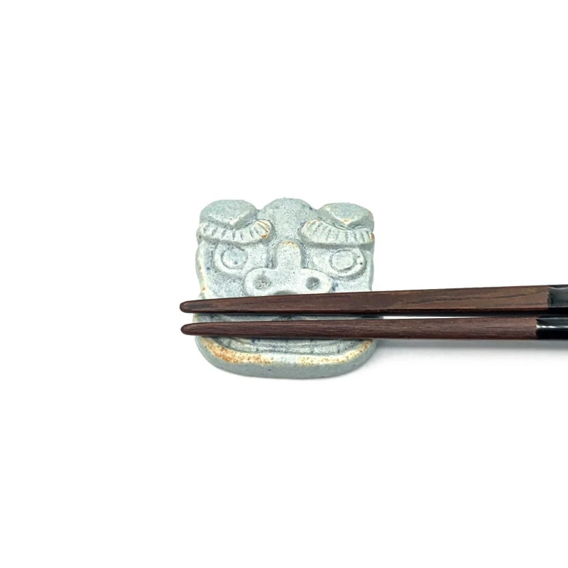 信楽焼　箸置　獅子舞(青) 2枚目