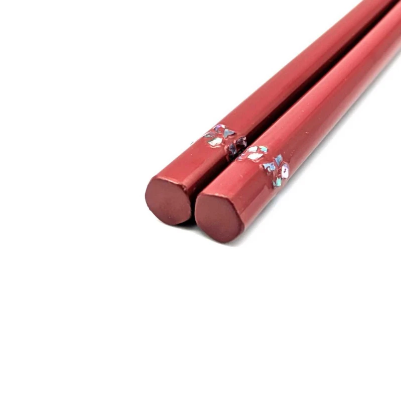 山中塗　五角塗箸持ち手貝二段貼り(中) 2枚目