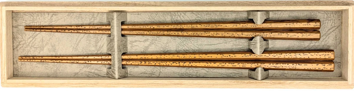 【送料無料】京銘竹　胡麻竹箸　八角摺り漆　夫婦箸セット【桐箱入】