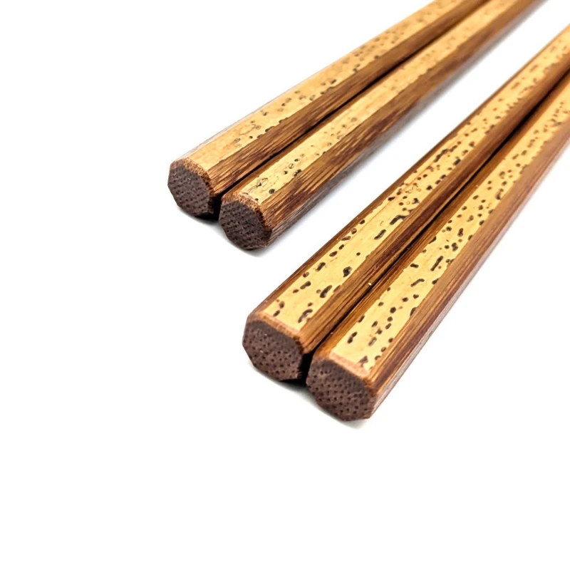 【送料無料】京銘竹　胡麻竹箸　八角摺り漆　夫婦箸セット【桐箱入】 2枚目