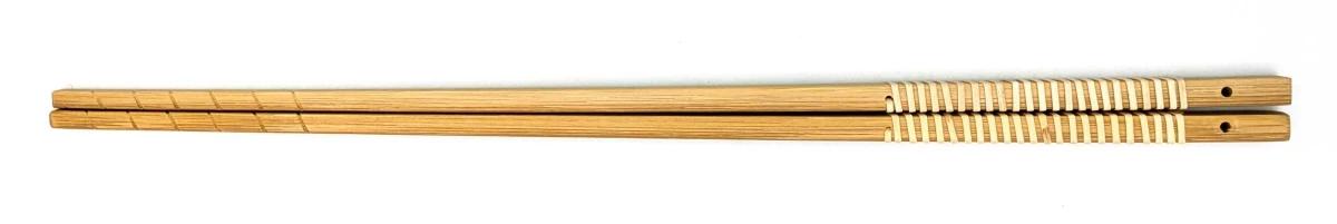 薩摩竹 煤竹藤巻角取り箸 30cm