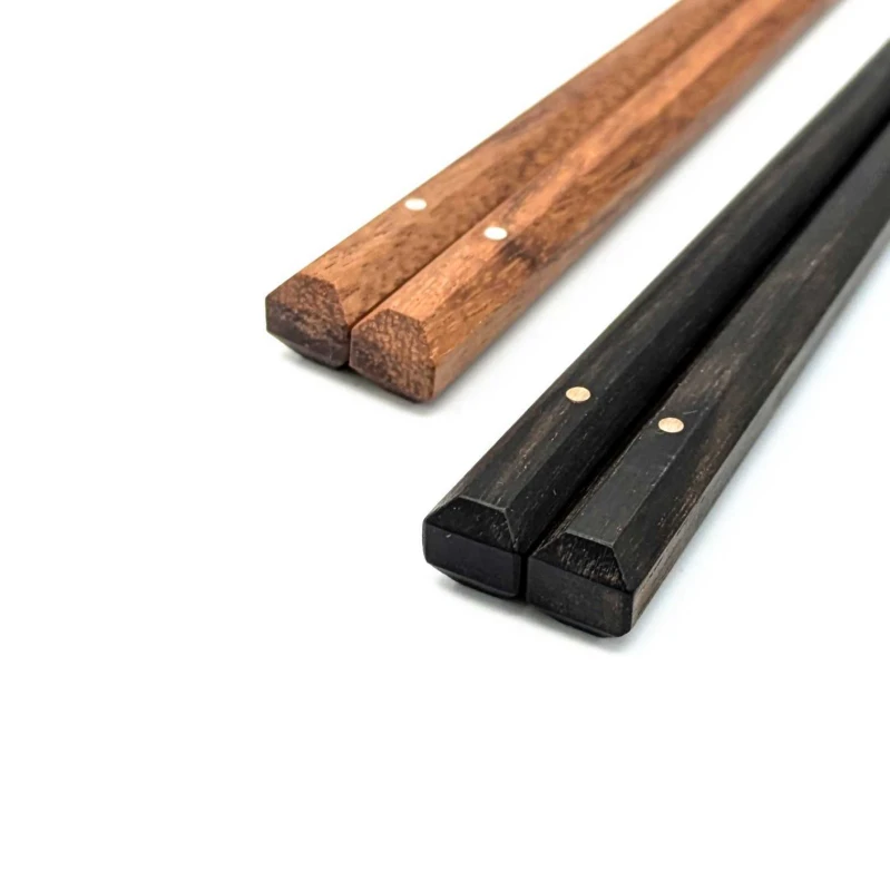 【送料無料】新潟木箸 特上 百年 八角箸 黒檀・紫檀 夫婦箸セット【桐箱入】 2枚目