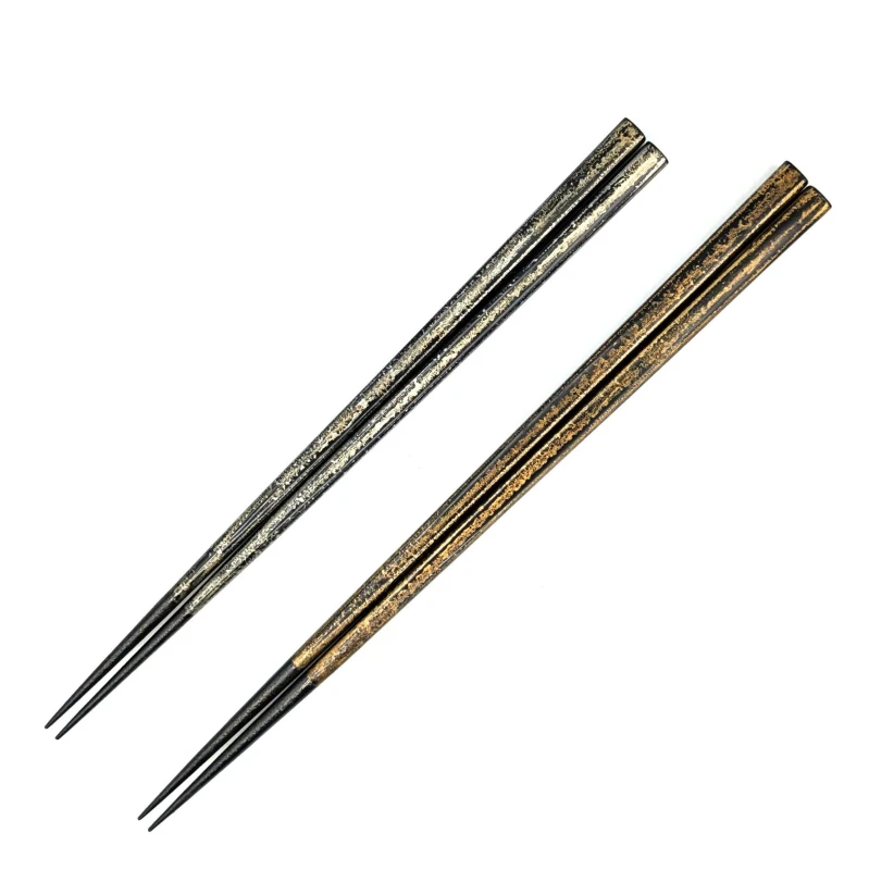 【送料無料】ひび塗 ゴールド・シルバー 夫婦箸セット【桐箱入】 3枚目