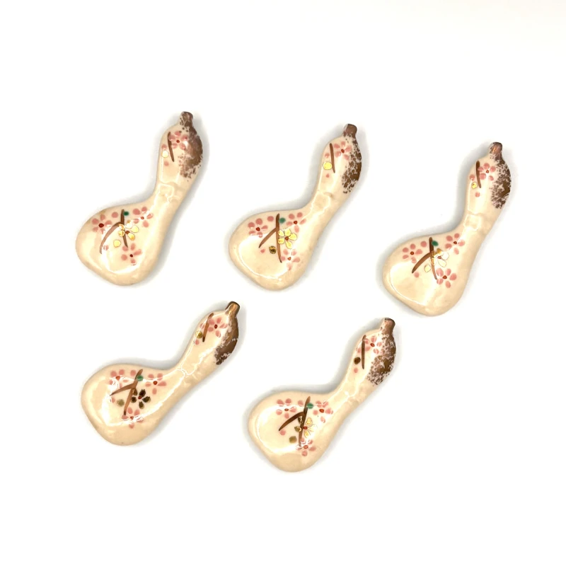 京焼　箸置　しだれ桜　新丸瓢　5個セット