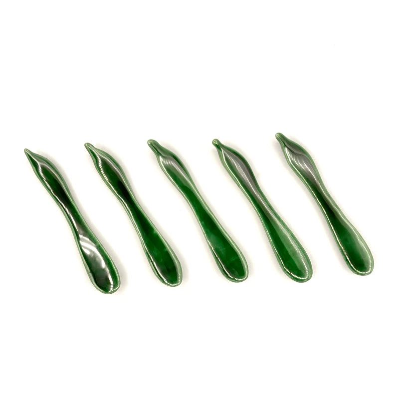 京焼　箸置　青交趾長瓢　5個セット 1枚目