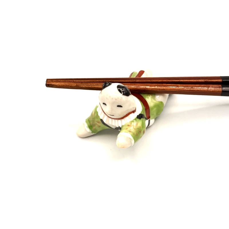 京焼　箸置　五色唐子　緑 2枚目