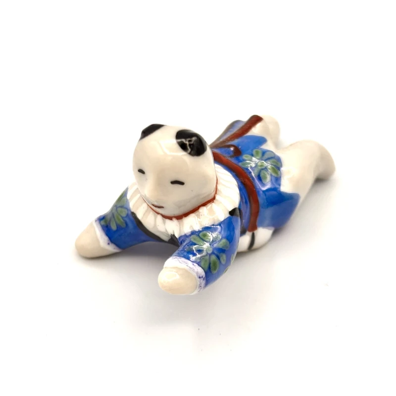 京焼　箸置　五色唐子　青