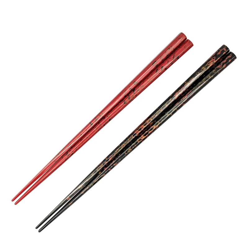 【送料無料】津軽塗箸　八角唐塗　呂・赤　夫婦箸セット【桐箱入】 3枚目