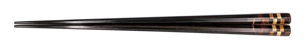 寄せ木入り八角箸　黒檀(大)